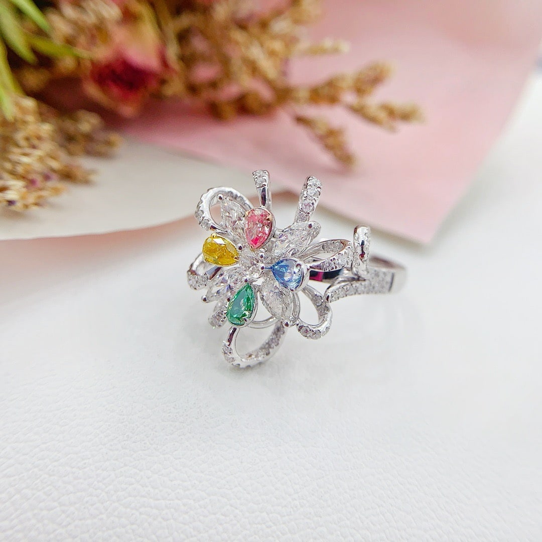 14k Gold 1.62 Ctw Natural Color Diamond & Diamond Ring/pendant( Without Chain ) - 2