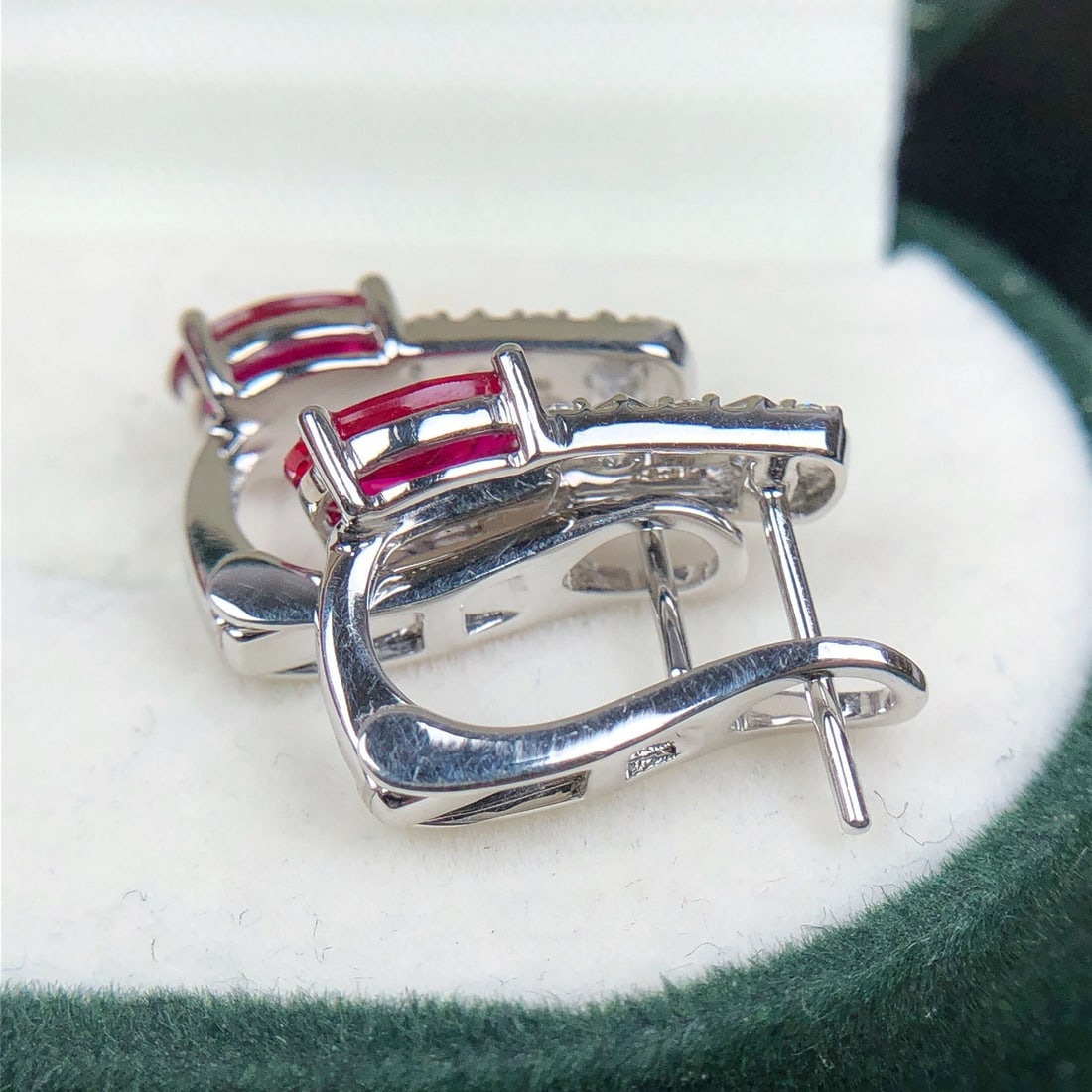14k Gold 1.58 Ctw Natural Ruby & Diamond Earrings - 7