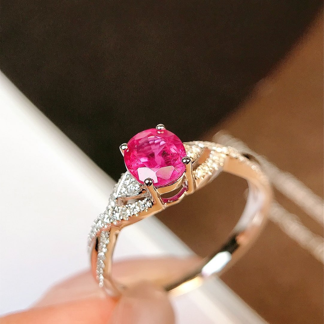 14k Gold 0.99 Ctw Natural Sapphire & Diamond Ring - 2