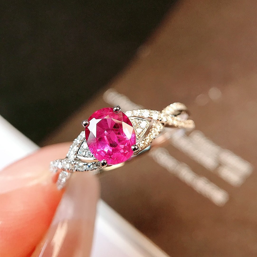 14k Gold 0.99 Ctw Natural Sapphire & Diamond Ring - 4