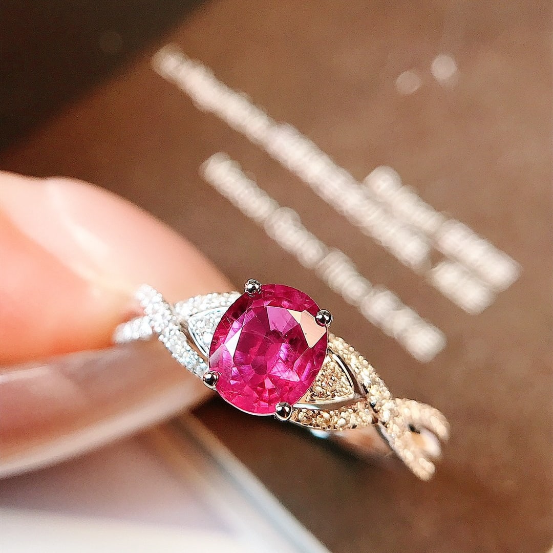 14k Gold 0.99 Ctw Natural Sapphire & Diamond Ring - 5