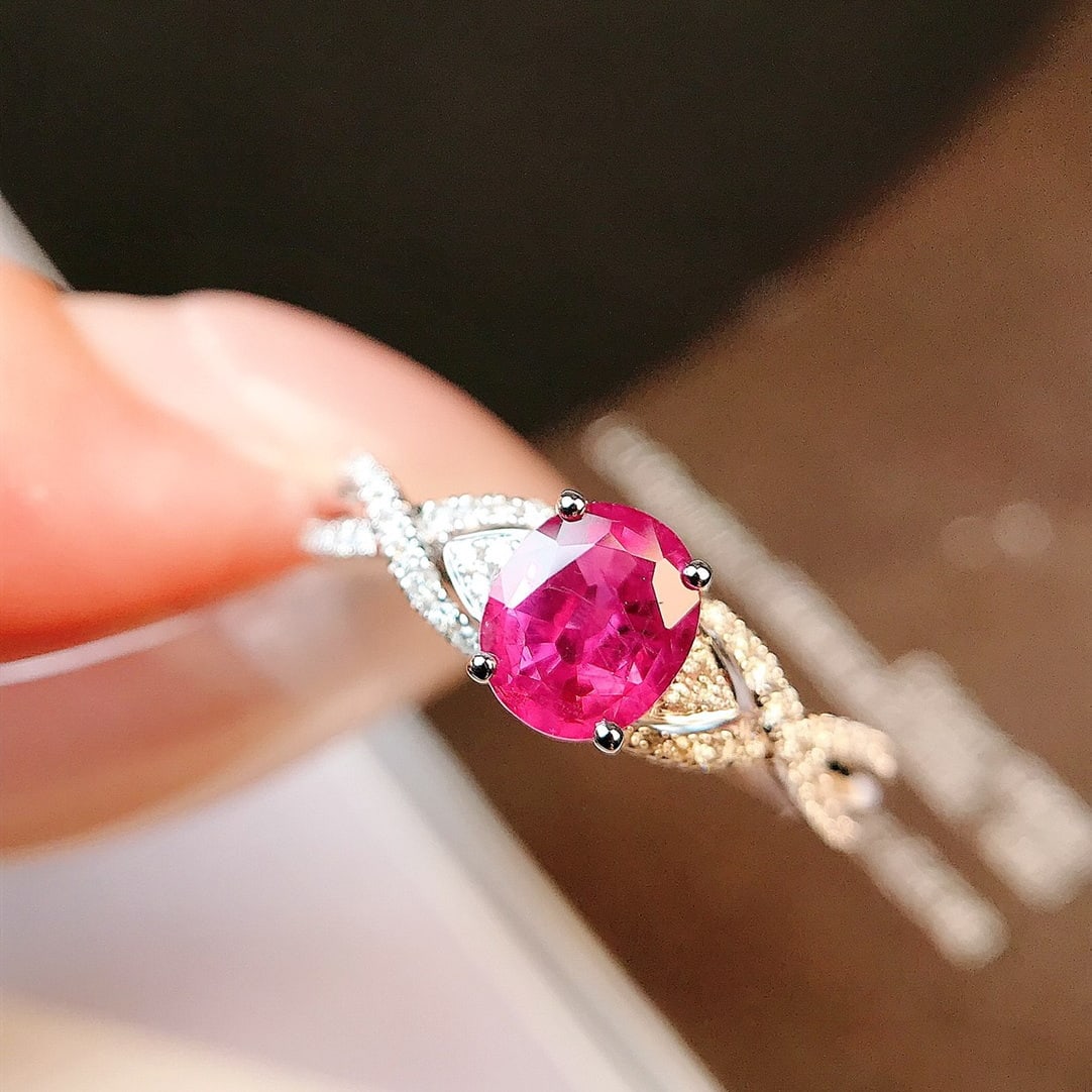 14k Gold 0.99 Ctw Natural Sapphire & Diamond Ring - 6