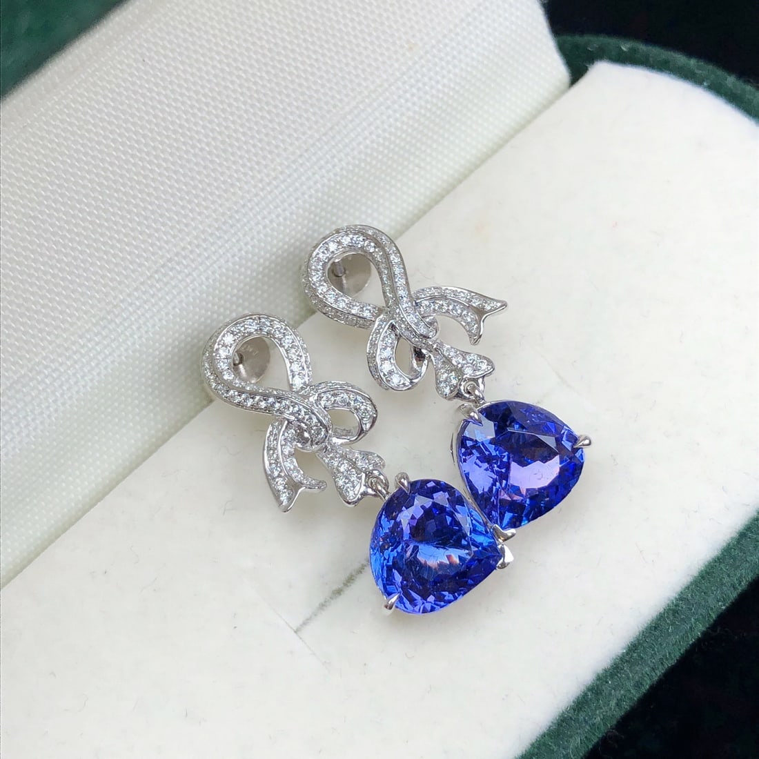 14k Gold 3.83 Ctw Natural Tanzanite & Diamond Earrings - 2