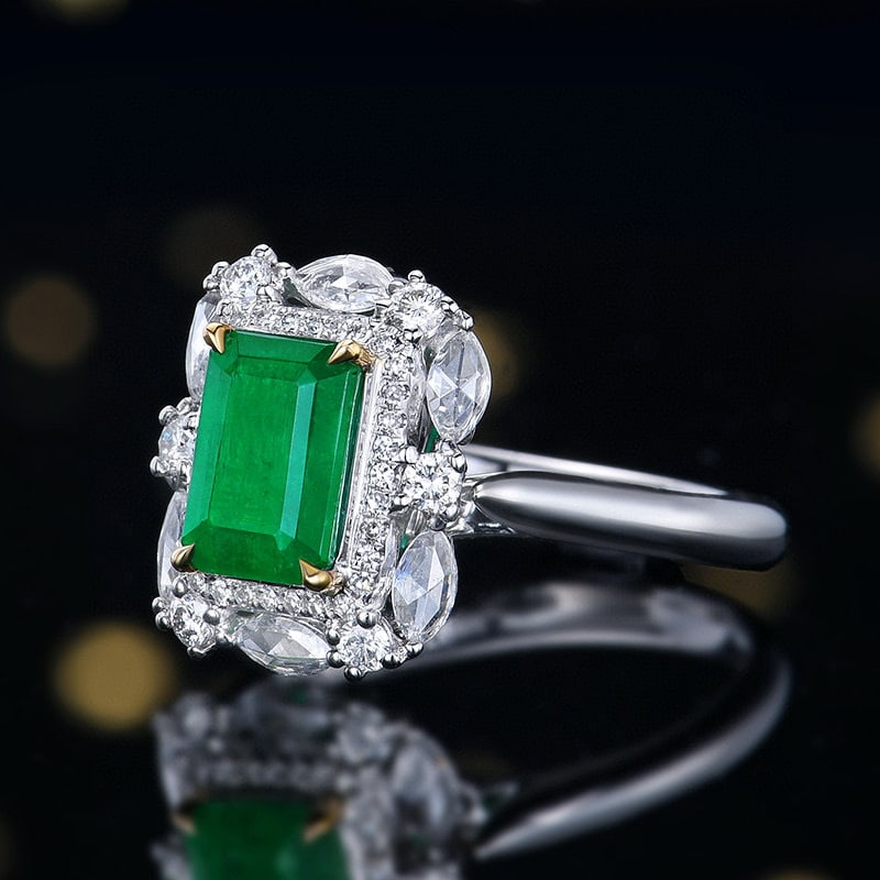 14k Gold 1.99 Ctw Natural Emerald & Diamond Ring/pendant( Without Chain ) - 2