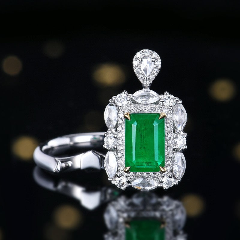 14k Gold 1.99 Ctw Natural Emerald & Diamond Ring/pendant( Without Chain ) - 3