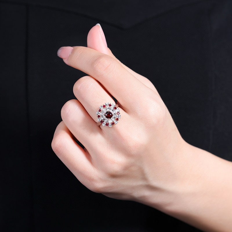 14k Gold 0.99 Ctw Natural Ruby & Sapphire & Ruby Ring - 6