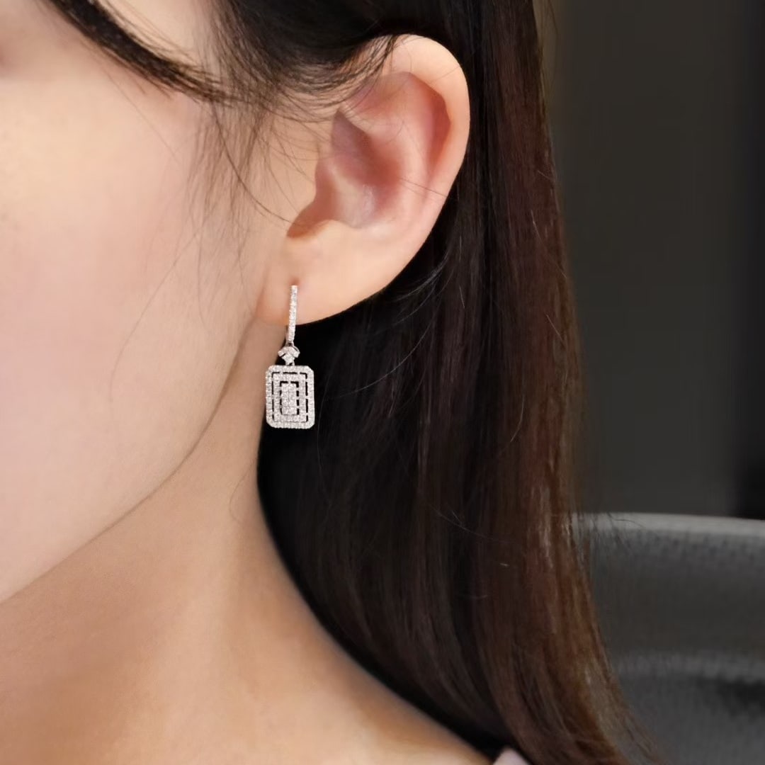14k Gold 0.80 Ct Natural H Diamond Earrings - 6