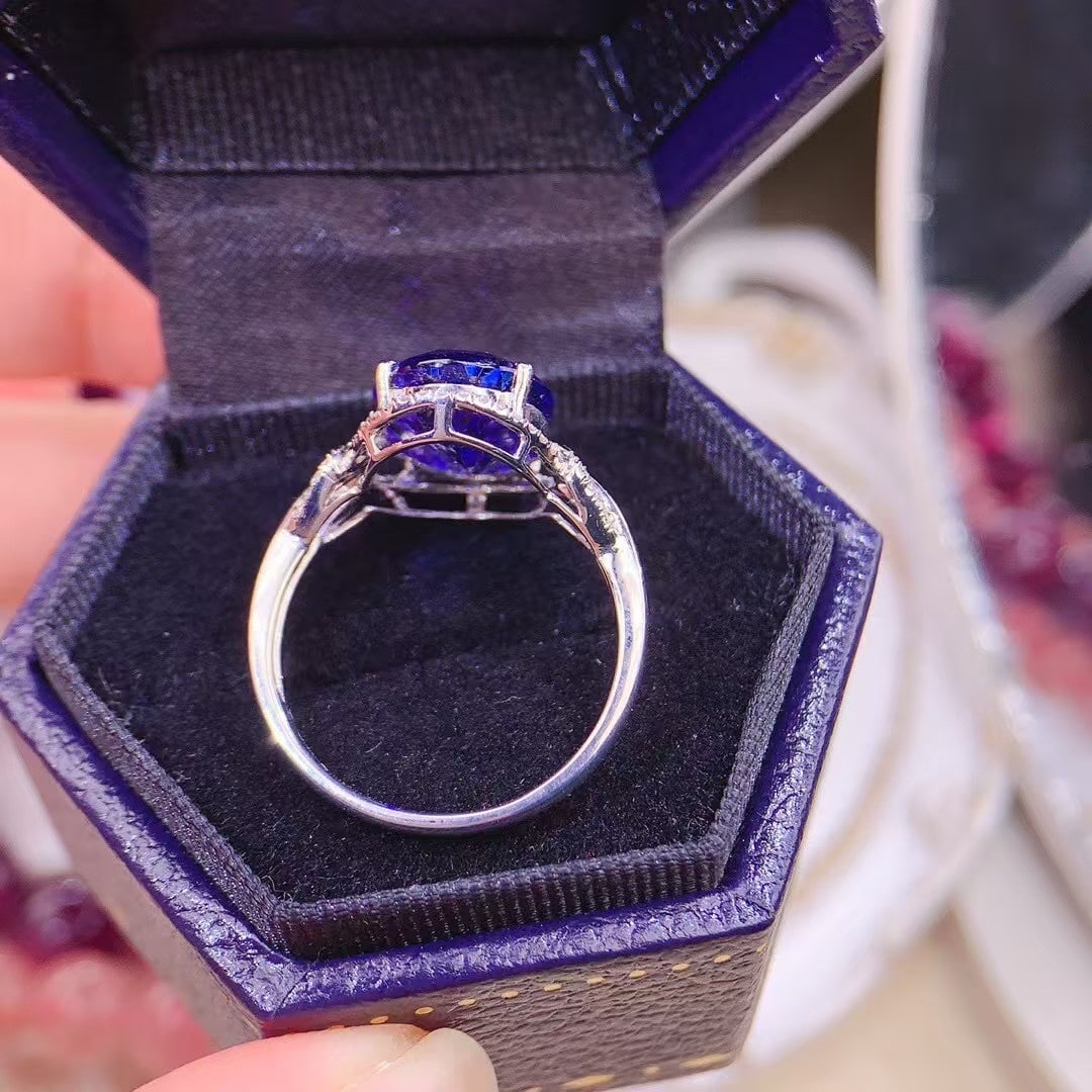 14k Gold 5.00 Ct Natural Tanzanite & Diamond Ring - 4