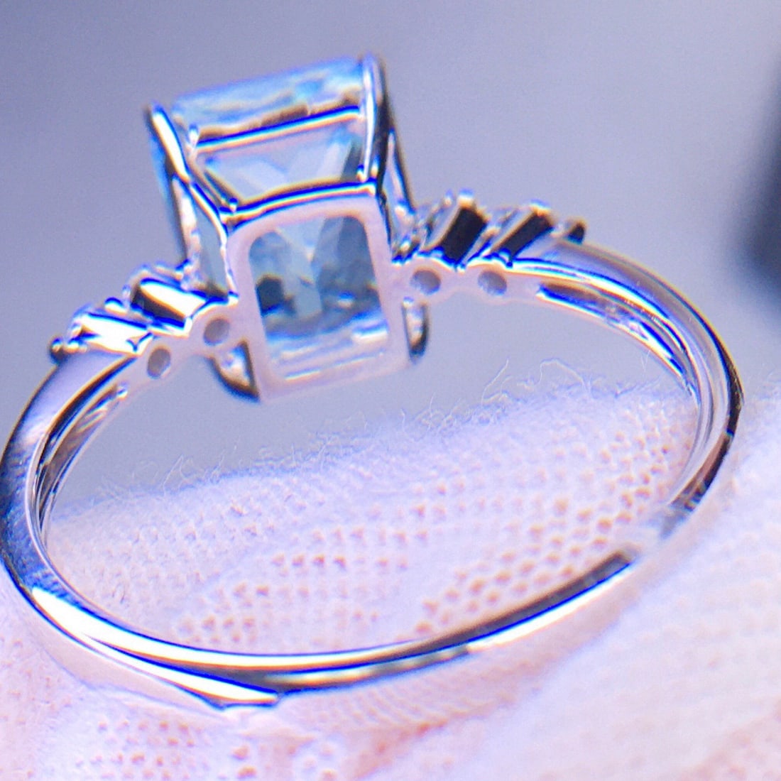 14k Gold 3.10 Ct Natural Aquamarine & Diamond Ring - 7