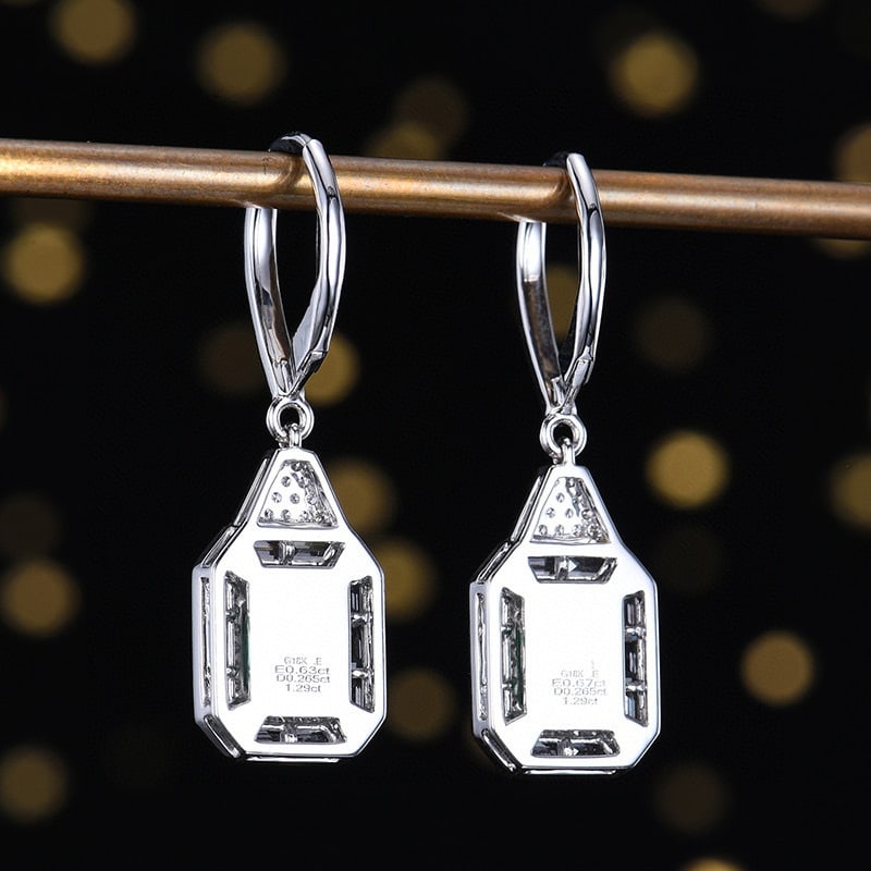 14k Gold 1.56 Ctw Natural Emerald & Diamond Earrings - 4