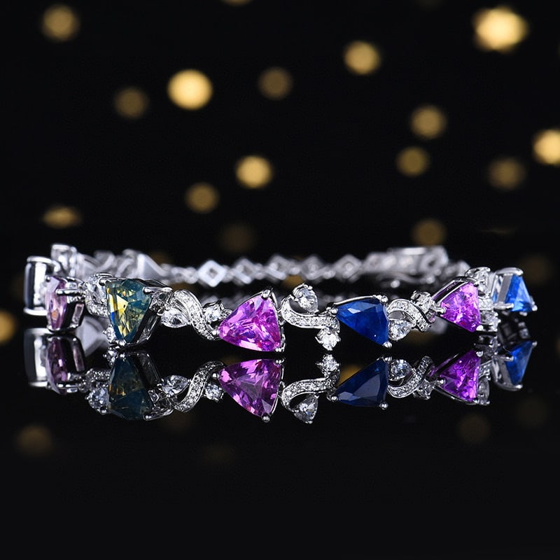 14k Gold 7.18 Ctw Natural Sapphire & Diamond Bracelet (1 of 6)