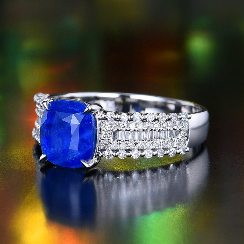 14k Gold 2.94 Ctw Natural Sapphire & Diamond Ring - 2