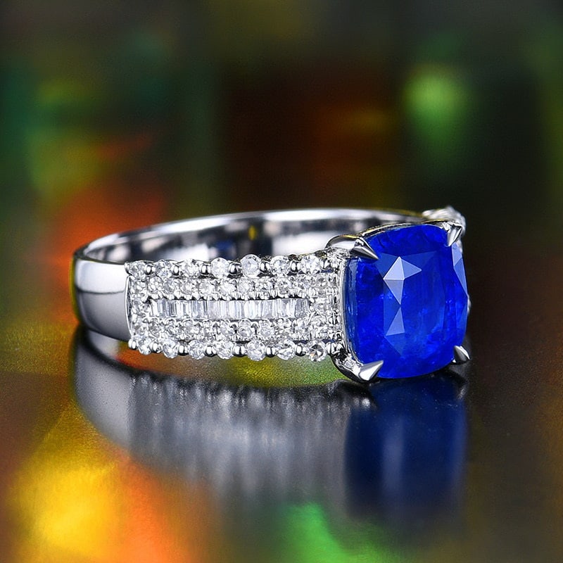 14k Gold 2.94 Ctw Natural Sapphire & Diamond Ring - 3
