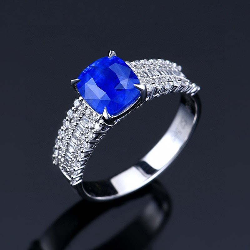14k Gold 2.94 Ctw Natural Sapphire & Diamond Ring - 4