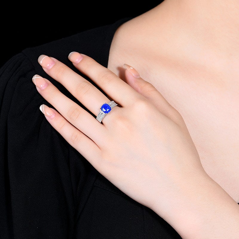 14k Gold 2.94 Ctw Natural Sapphire & Diamond Ring - 7