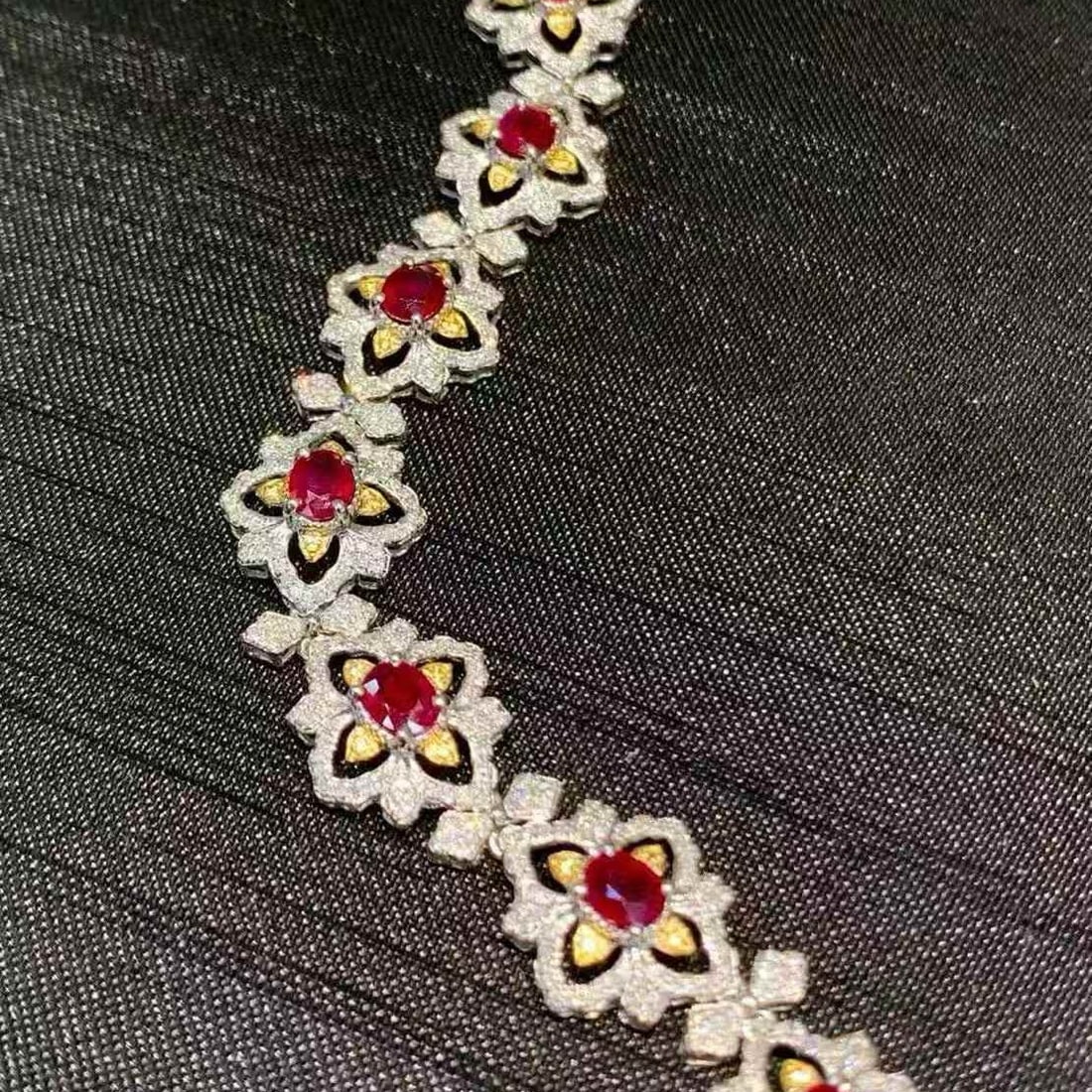14k Gold 7.2 Ct Natural Ruby & Diamond Bracelet - 3
