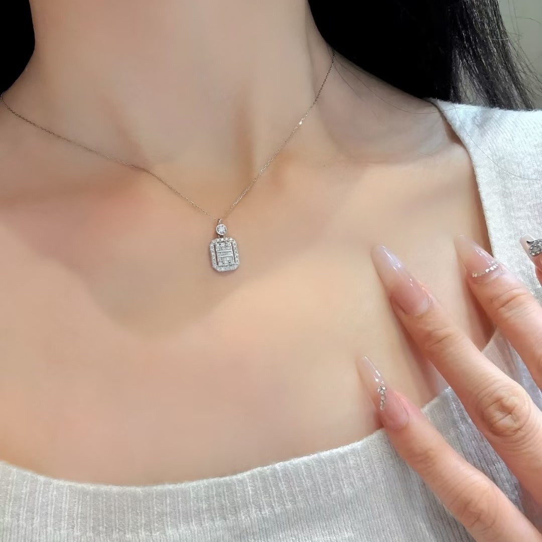 14k Gold 0.50 Ct Natural H Diamond Necklace - 4