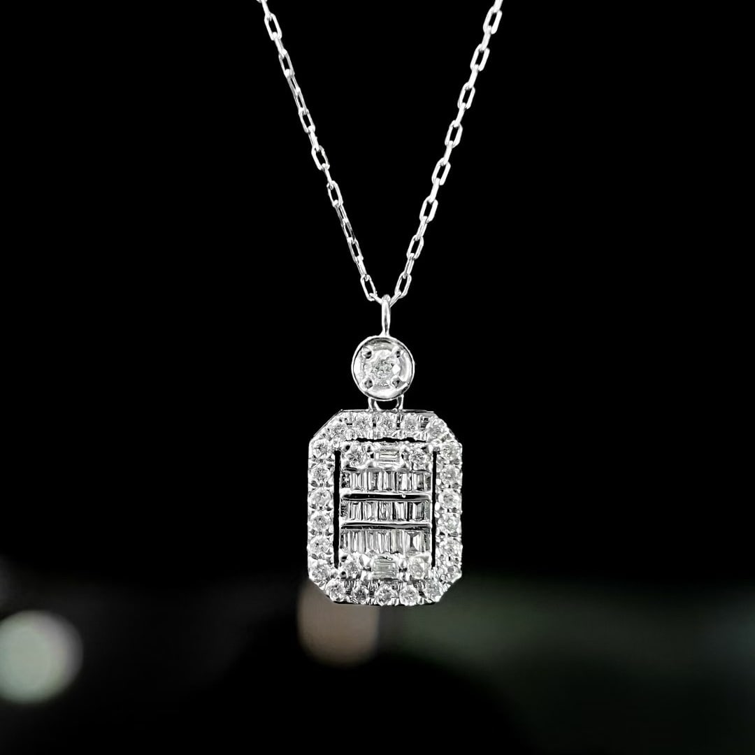 14k Gold 0.50 Ct Natural H Diamond Necklace - 6