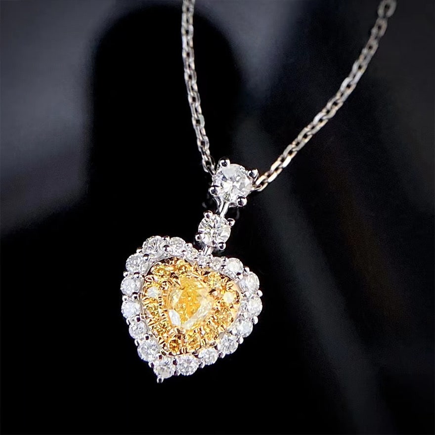 14k Gold 0.60 Ctw Natural Yellow Diamond & Color Diamond Pendant( Without Chain ) - 4