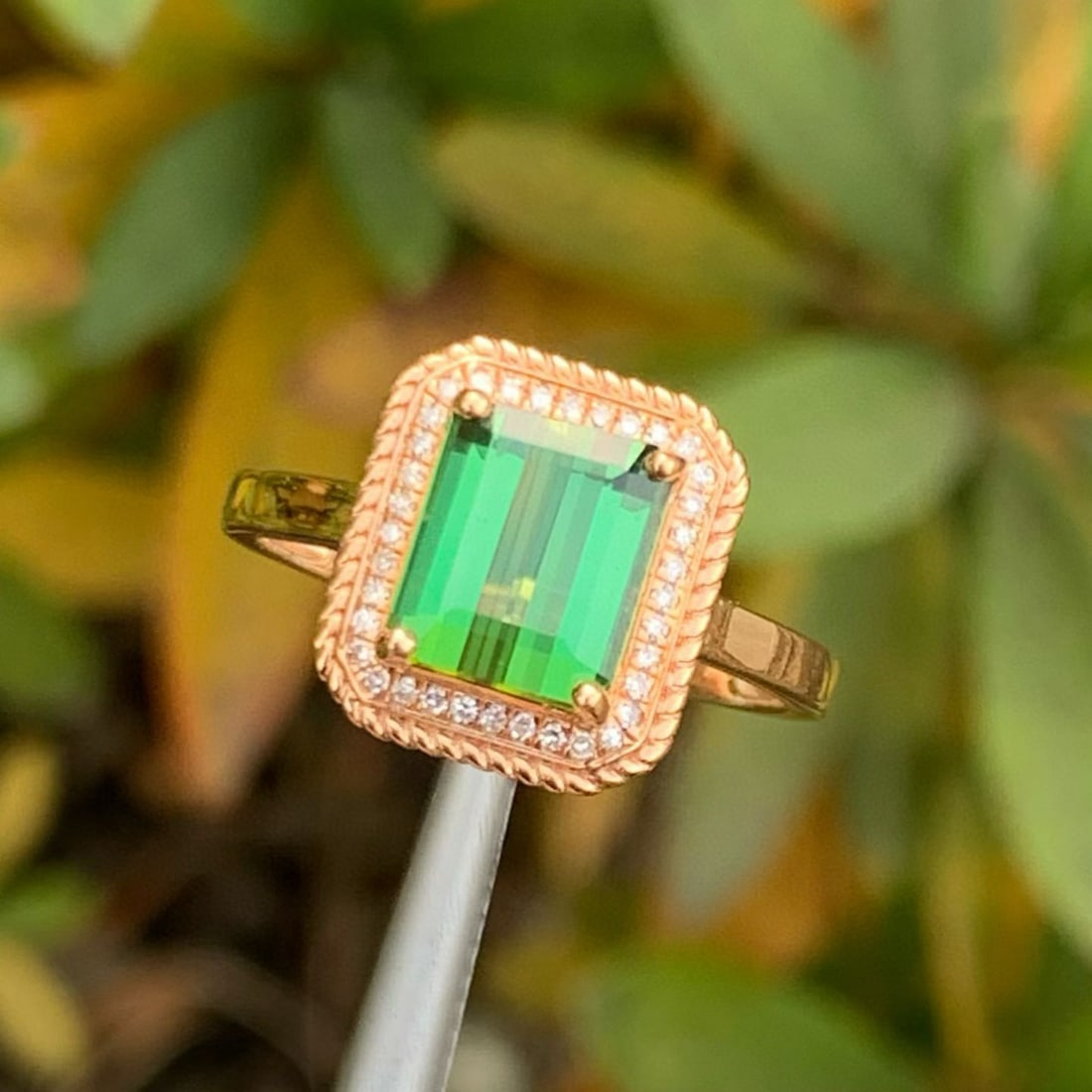 14k Gold 2.31 Ct Natural Tourmaline & Diamond Ring - 3