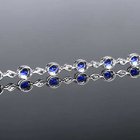 14k Gold 3.05 Ctw Natural Sapphire & Diamond Bracelet - 4