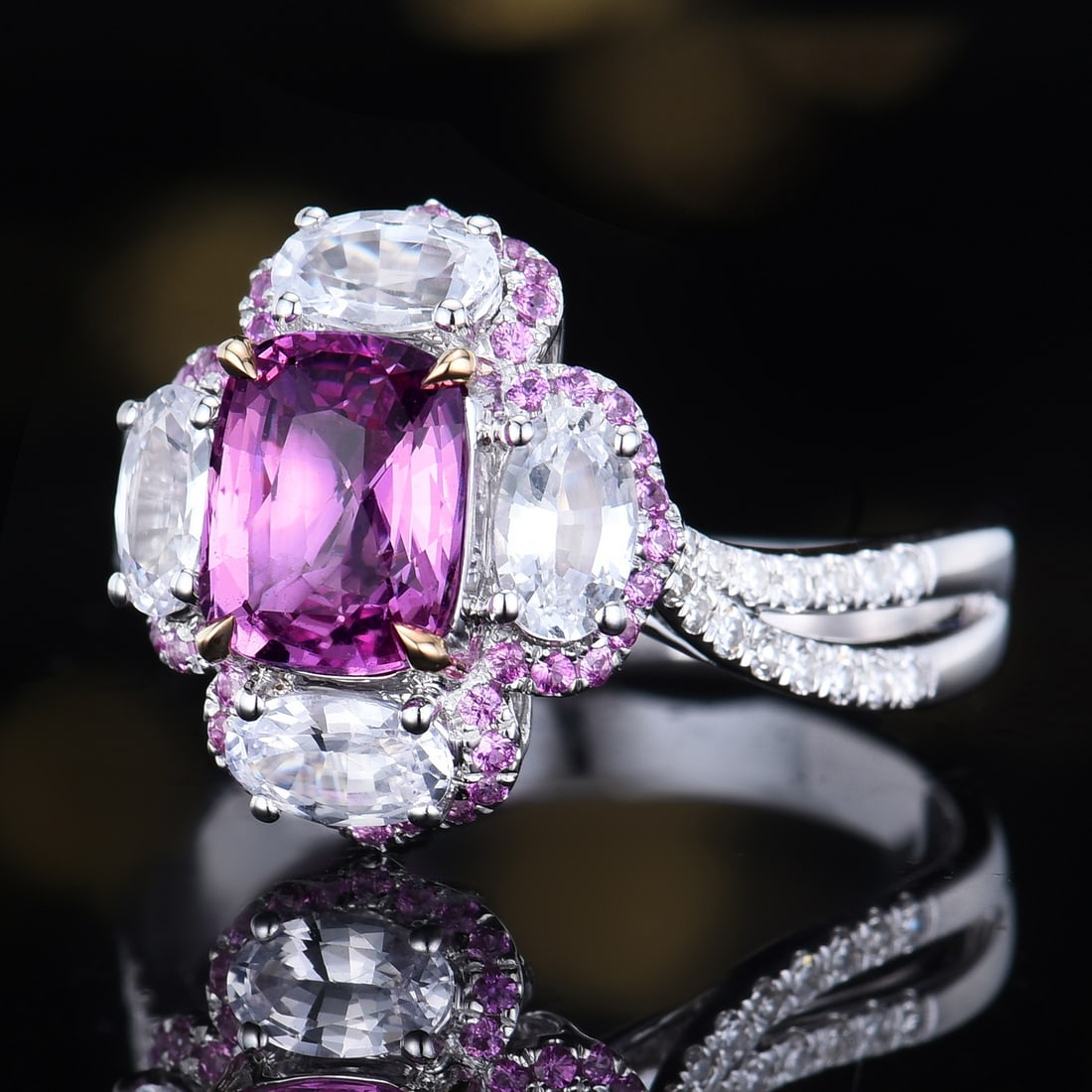 14k Gold 1.66 Ctw Natural Sapphire & Diamond Ring - 3