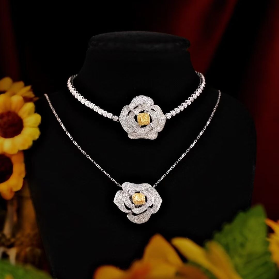 14k Gold 2.75 Ctw Natural Color Diamond Jewelry Set: Ref:231093117 // gold content:14k gold // necklace // main gemstone:color diamond // shape:multiple // carat weight:1. 00ct // clarity grade:vs-si // color:color // treatment:natural // bracelet //
