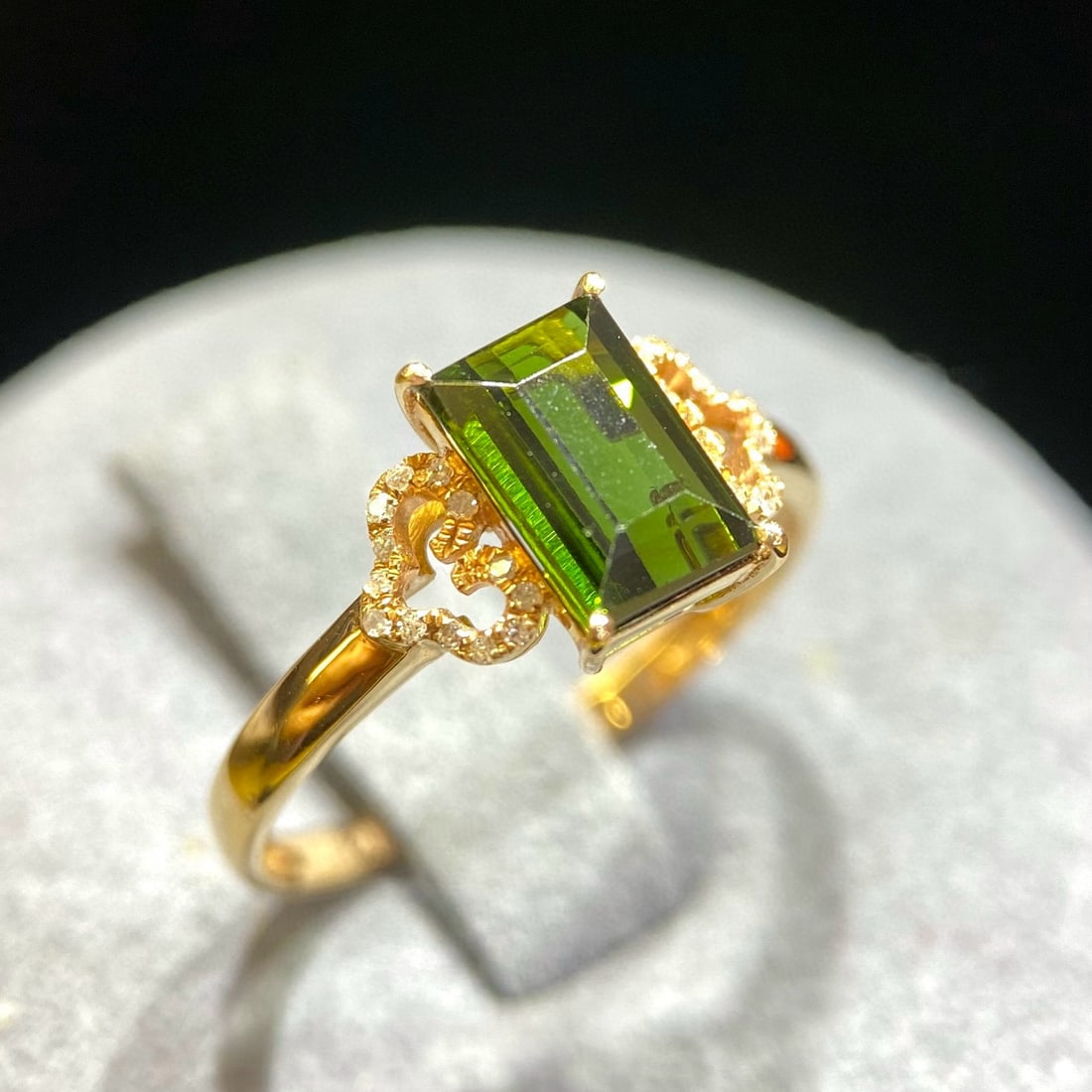 14k Gold 1.75 Ct Natural Tourmaline & Diamond Ring - 3