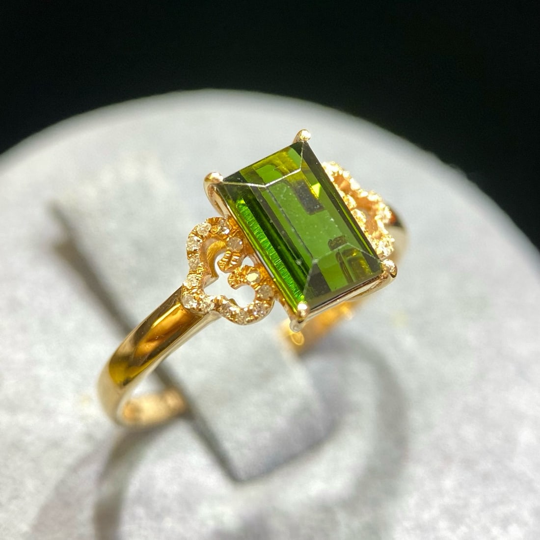 14k Gold 1.75 Ct Natural Tourmaline & Diamond Ring - 4