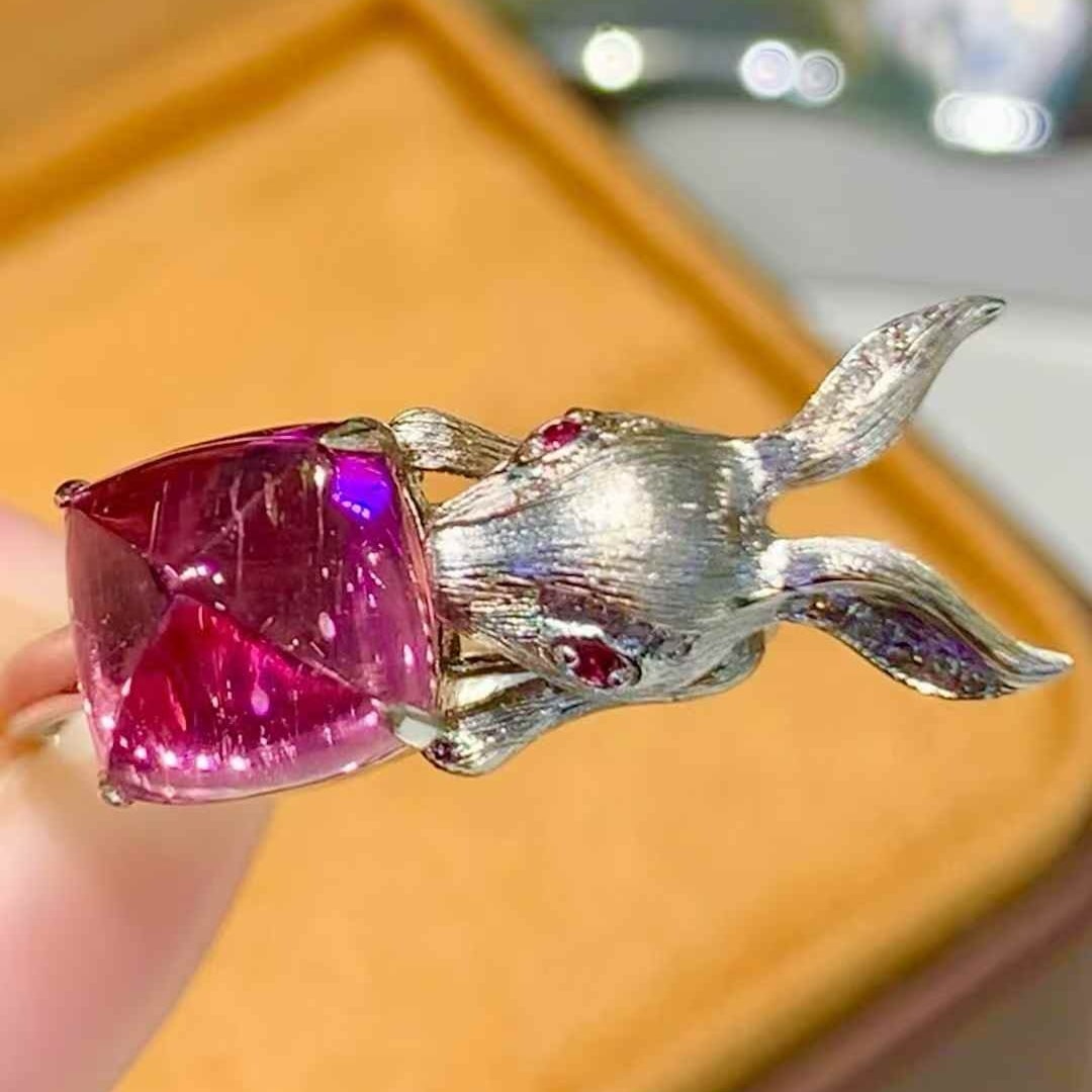 14k Gold 3.75 Ct Natural Tourmaline & Diamond Ring - 2