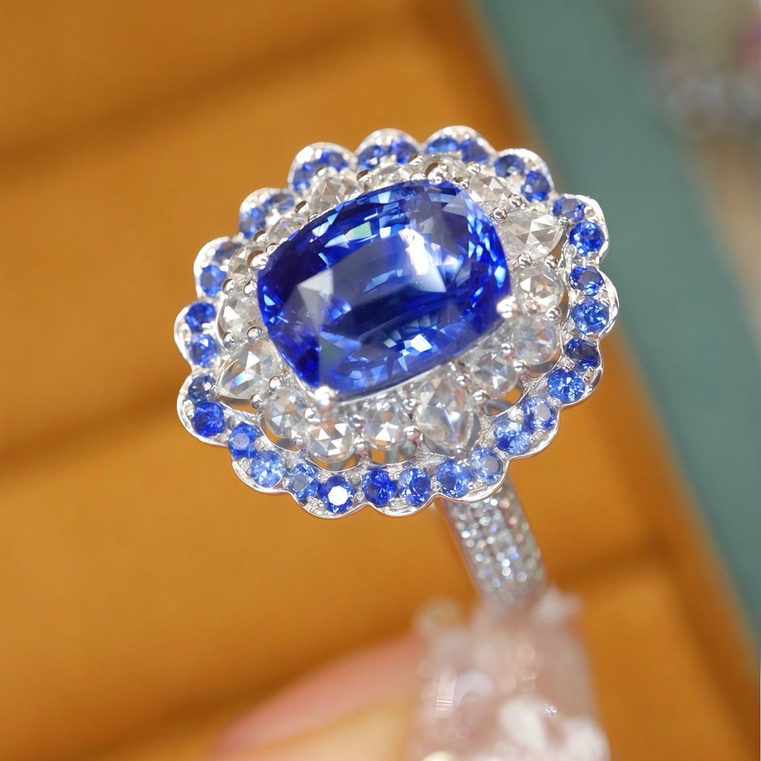 14k Gold 2.93 Ctw Natural Sapphire & Diamond Ring - 3