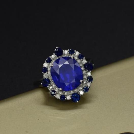 14k Gold 3.47 Ctw Natural Sapphire & Diamond Ring - 3