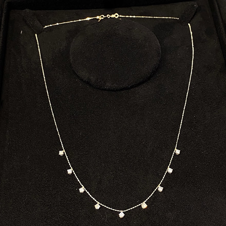 14k Gold 0.75 Ct Natural H Diamond Necklace: Ref:231093155 // gold content:14k gold // main gemstone:diamond // shape:round // carat weight:0. 75ct // clarity grade:vs-si // color:h // treatment:natural // cut grade:g // Condition: New Low