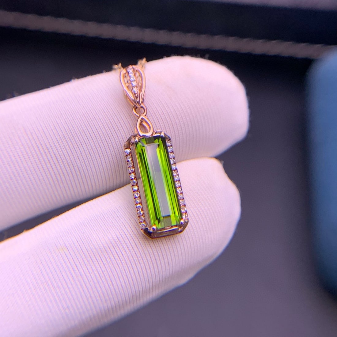 14k Gold 1.75 Ct Natural Tourmaline & Diamond Pendant( Without Chain ) - 4
