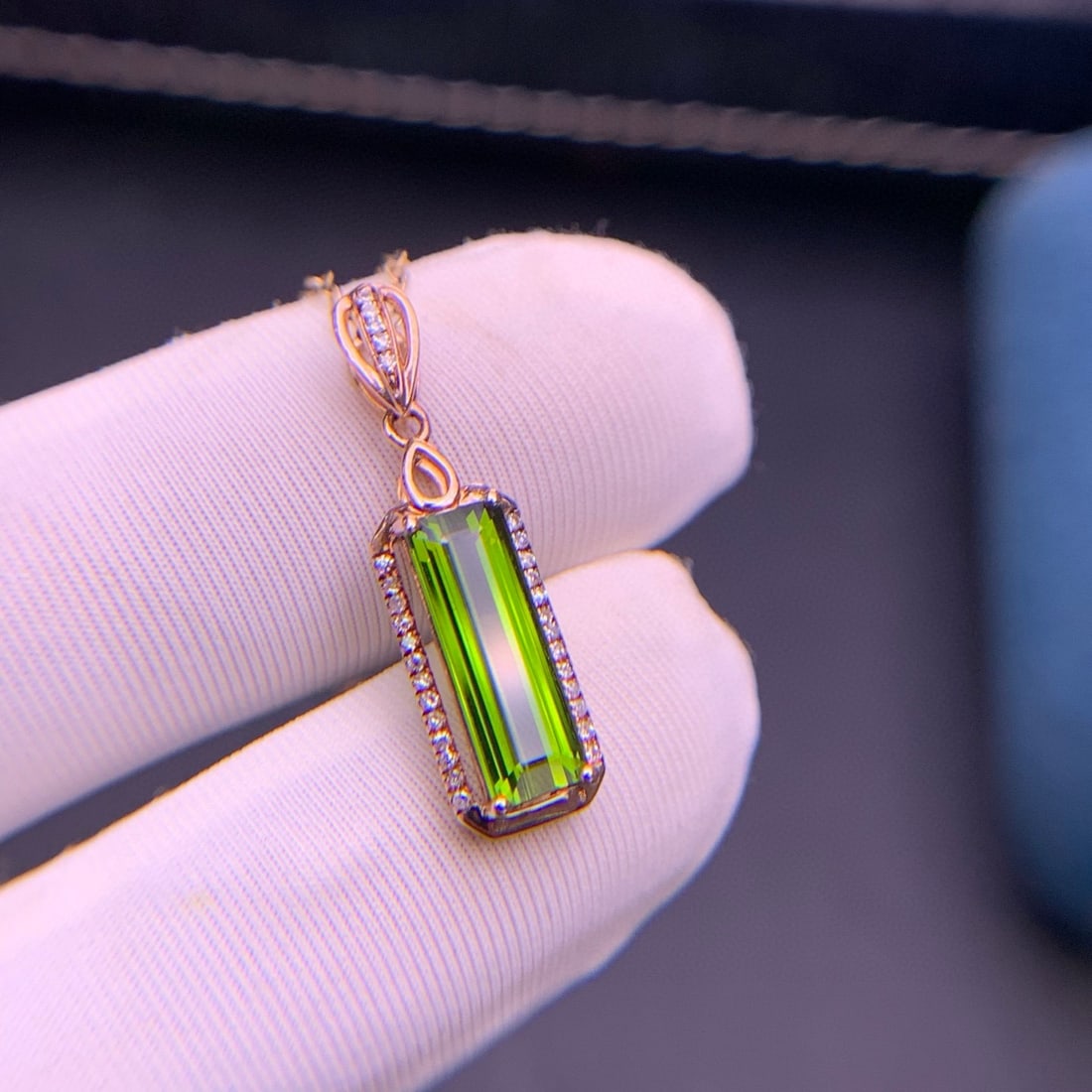 14k Gold 1.75 Ct Natural Tourmaline & Diamond Pendant( Without Chain ) - 5