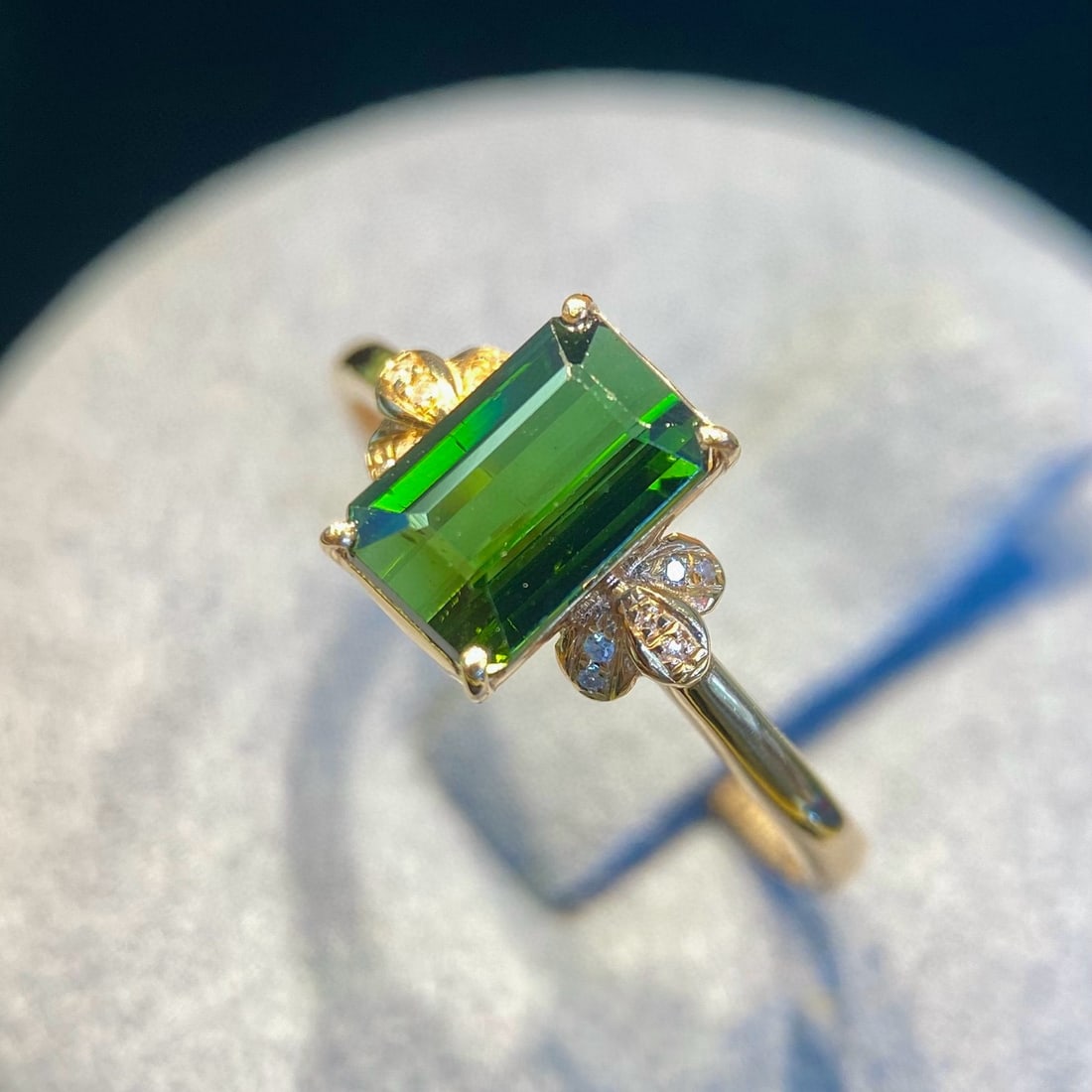 14k Gold 1.7 Ct Natural Tourmaline & Diamond Ring - 3