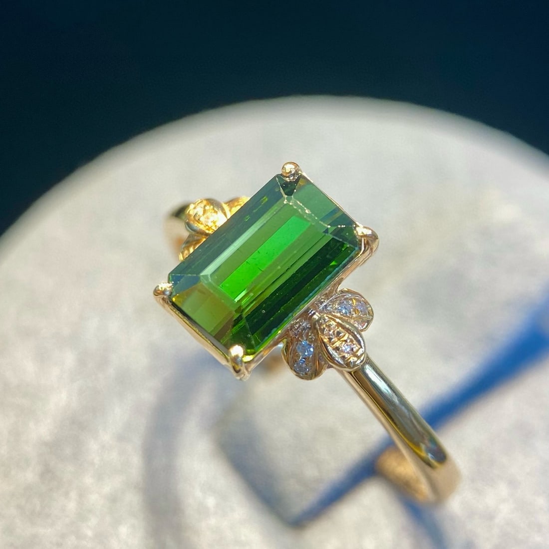 14k Gold 1.7 Ct Natural Tourmaline & Diamond Ring - 4