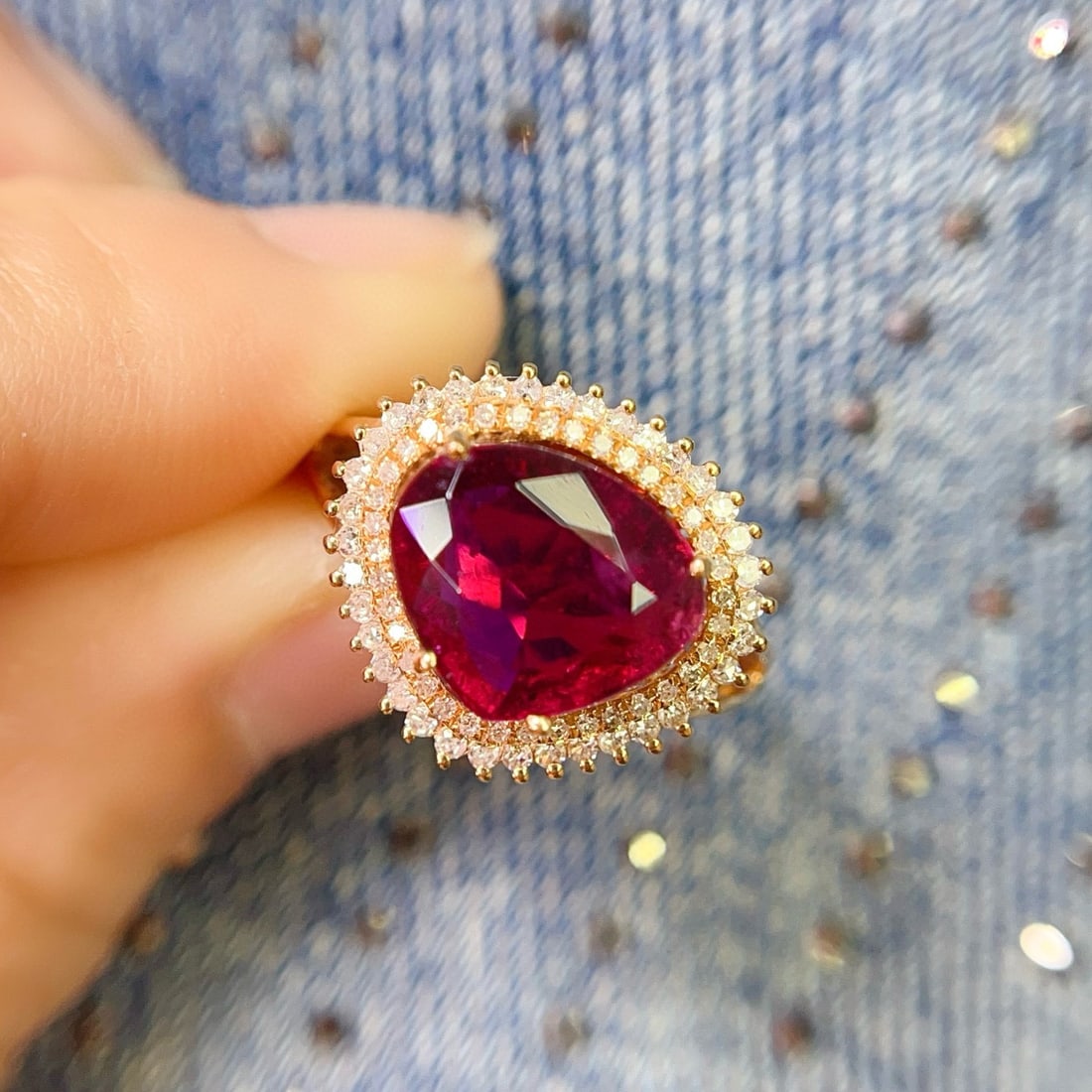 14k Gold 2.55 Ct Natural Tourmaline & Diamond Ring - 2