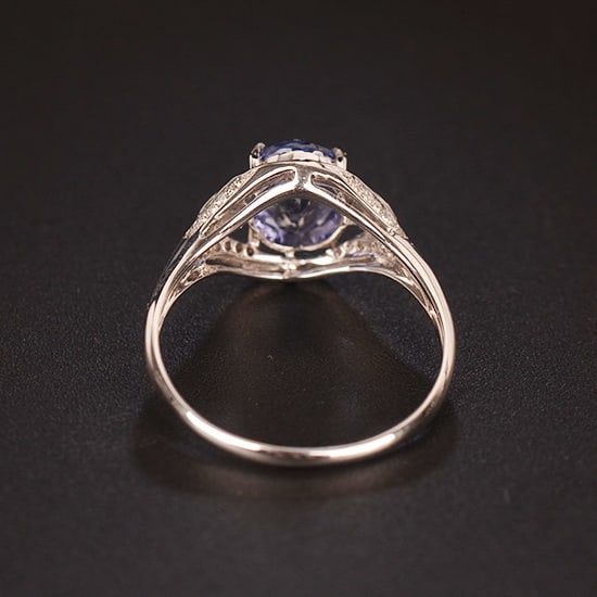 14k Gold 1.4 Ct Natural Tanzanite & Diamond Ring - 4