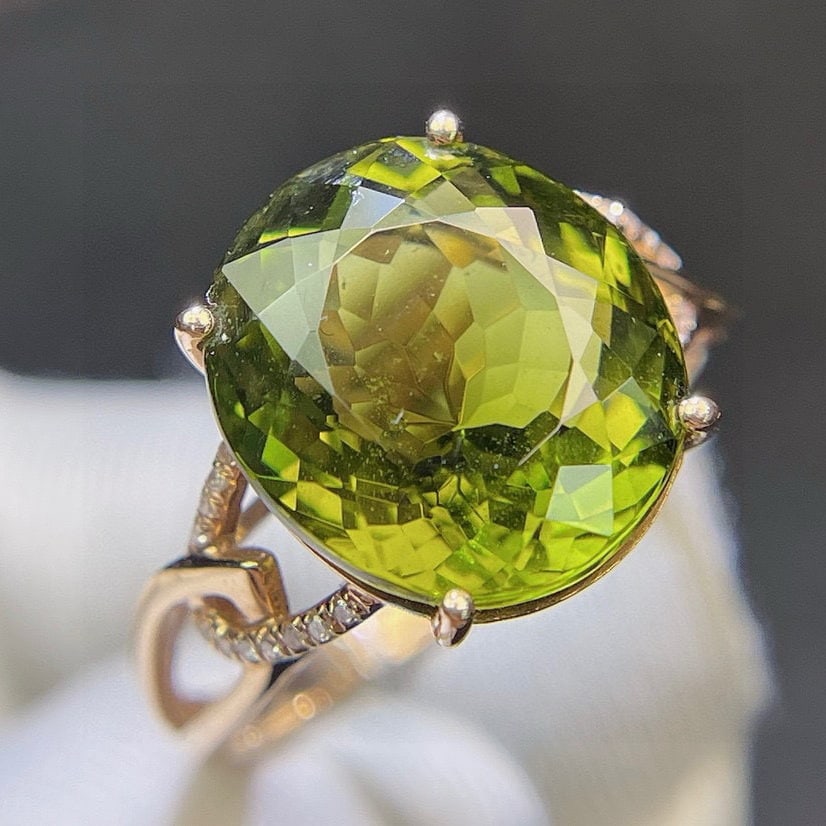 14k Gold 7.78 Ct Natural Tourmaline & Diamond Ring - 2