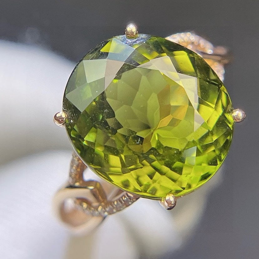 14k Gold 7.78 Ct Natural Tourmaline & Diamond Ring - 3