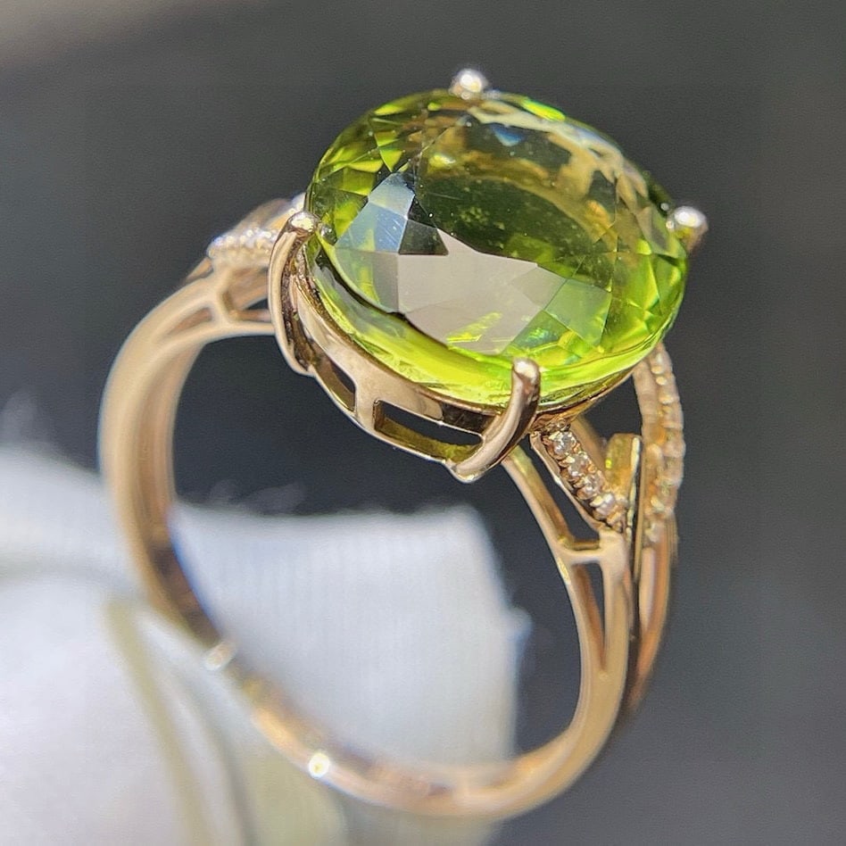 14k Gold 7.78 Ct Natural Tourmaline & Diamond Ring - 4