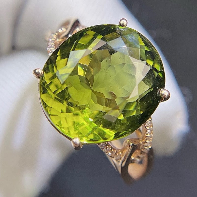 14k Gold 7.78 Ct Natural Tourmaline & Diamond Ring - 5