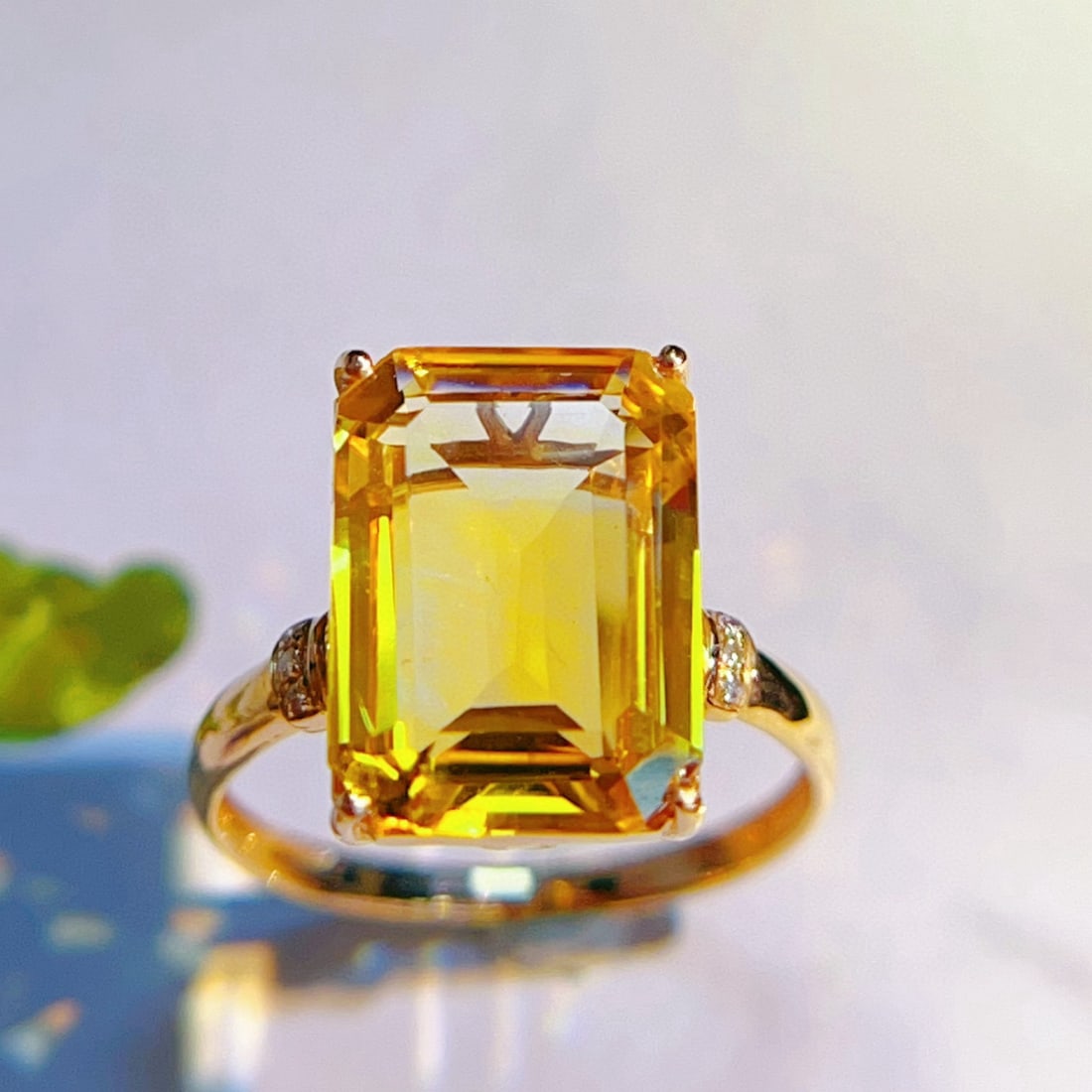 14k Gold 5.18 Ctw Natural Citrine & Diamond Ring - 2