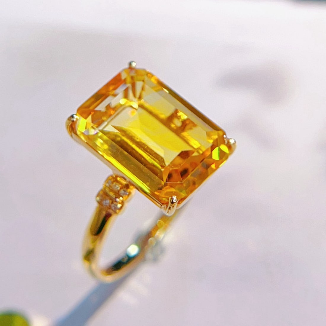 14k Gold 5.18 Ctw Natural Citrine & Diamond Ring - 5