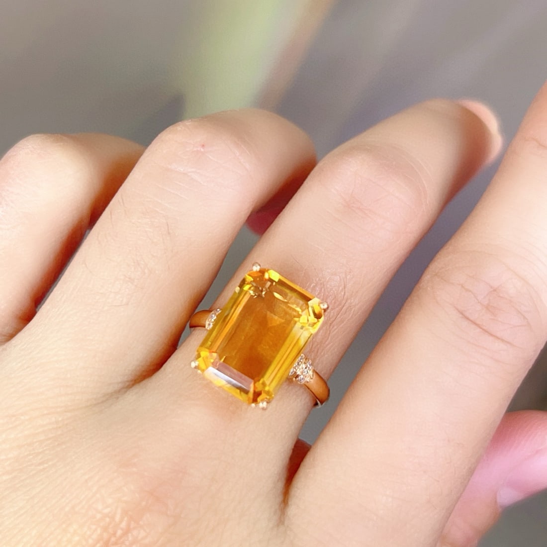 14k Gold 5.18 Ctw Natural Citrine & Diamond Ring - 6