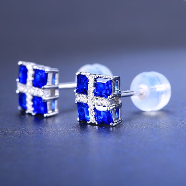 14k Gold 1.37 Ctw Natural Sapphire & Diamond Earrings - 2