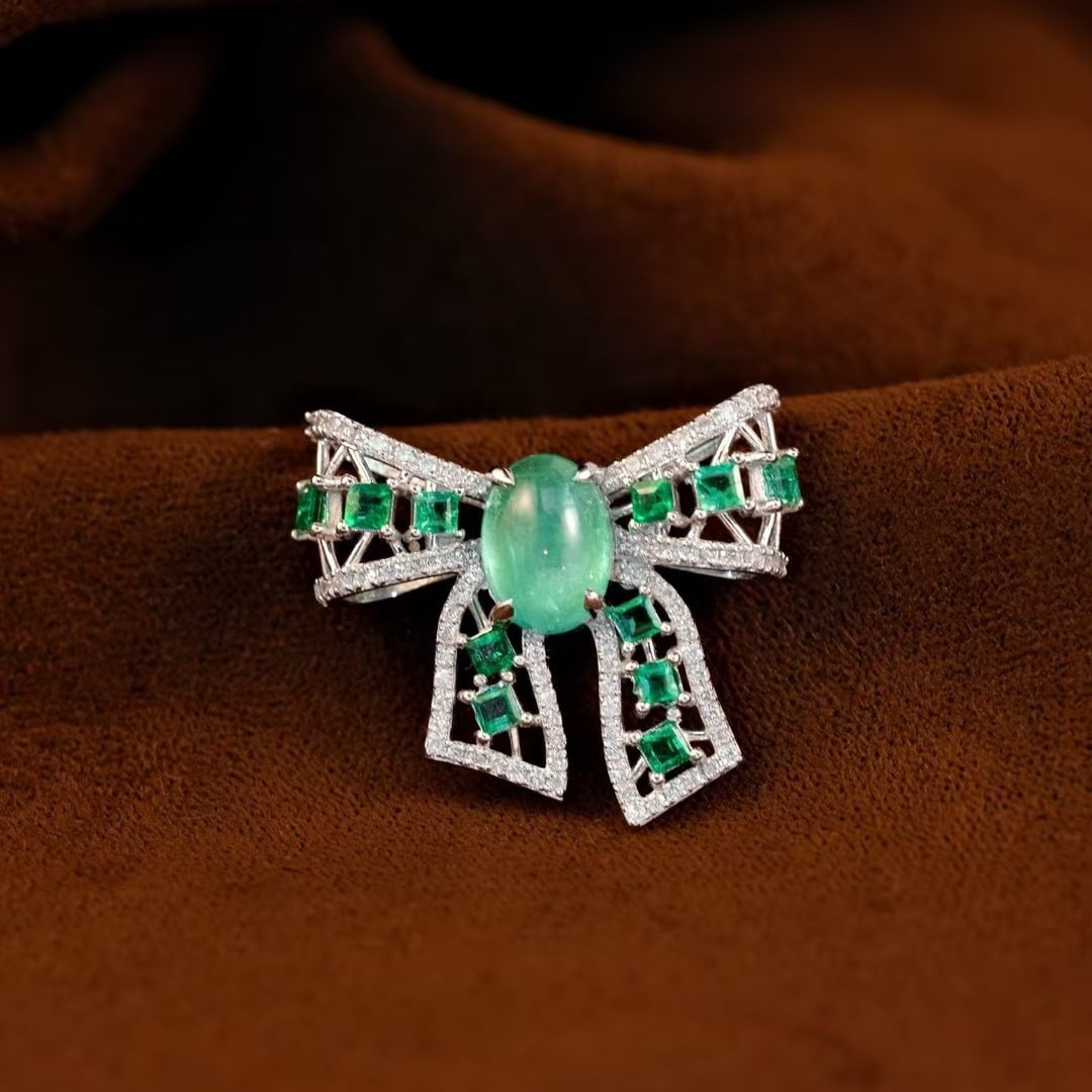 14k Gold 1.81 Ctw Natural Emerald & Diamond Pendant( Without Chain ) - 4