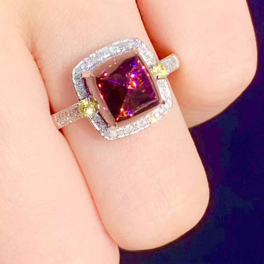 14k Gold 4.25 Ct Natural Tourmaline & Diamond Ring - 2