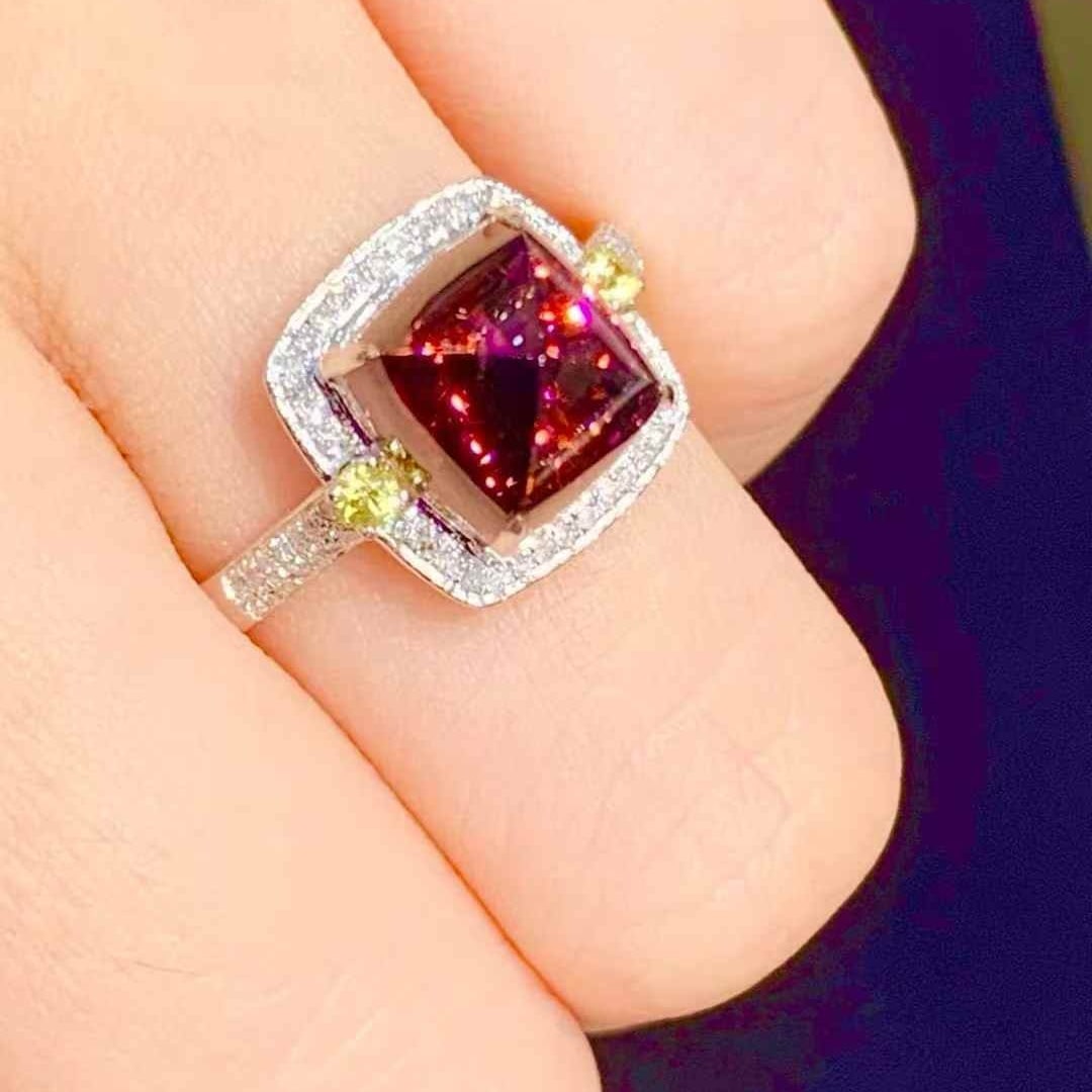 14k Gold 4.25 Ct Natural Tourmaline & Diamond Ring - 3